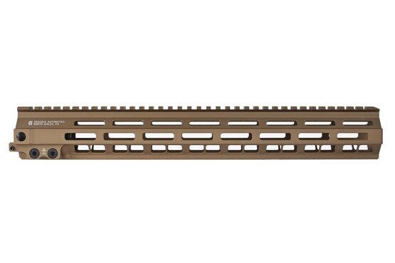 15in Geissele Automatics Super Modular MK8 Rail Handguard M-LOK Desert Dirt features M-lok slots on five sides